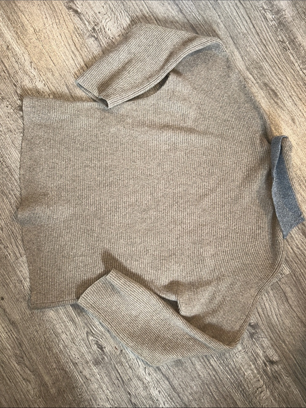 Vince Wool Cashmere Ribbed Mock Neck Sweater M Taupe Roll Collar Luxe Knit - Picture 7 of 9
